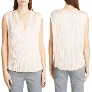 VINCE Crushed Double V-neck Blouse Top